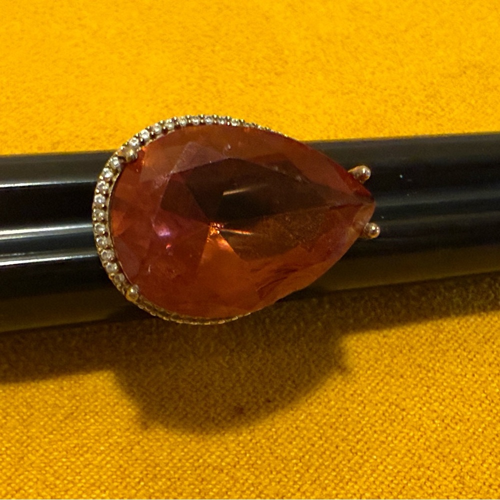 Elegant Turkish 925 Large Teardrop Multifaceted  Ring size 9